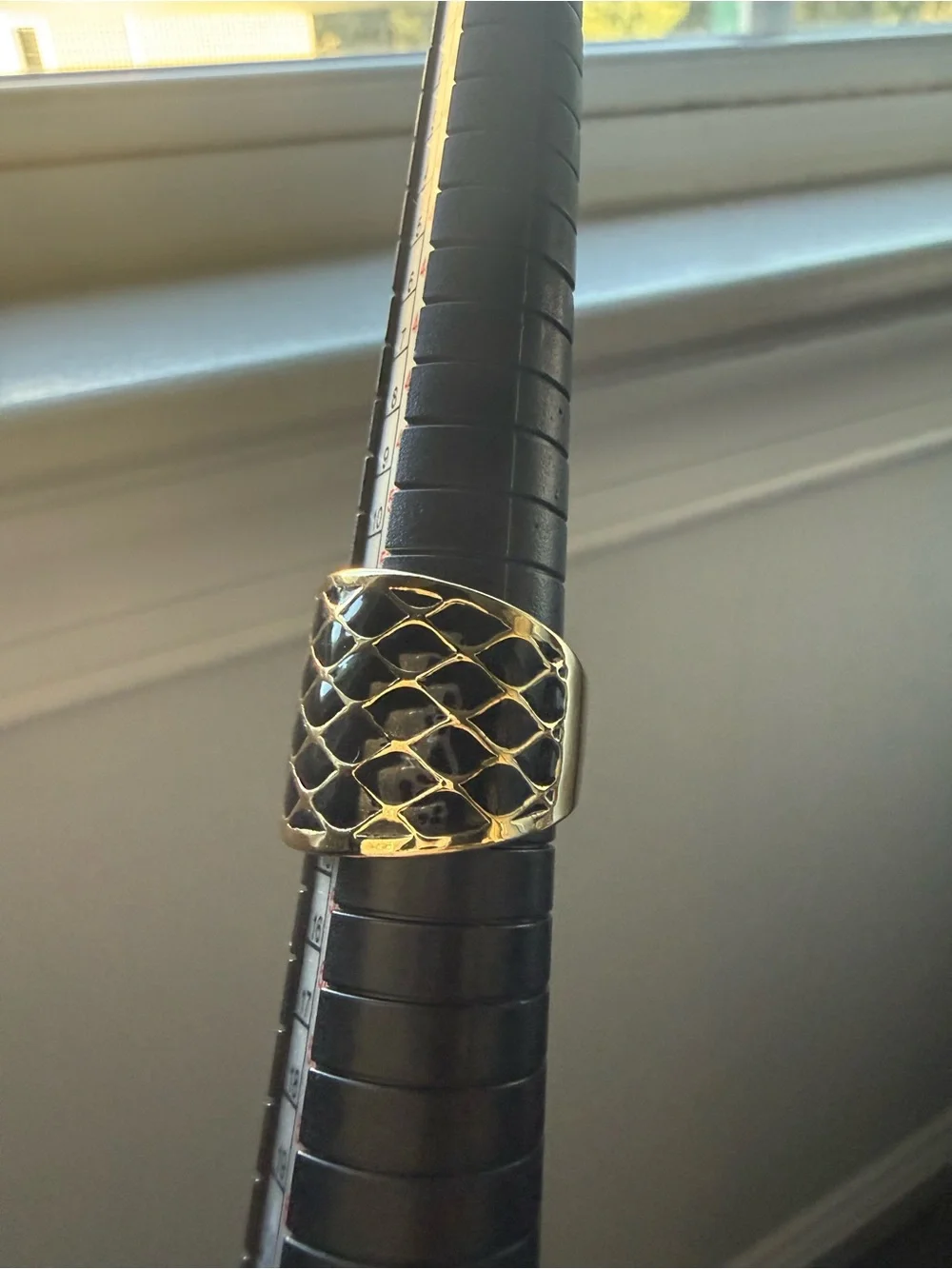 NEW! 18k Gold Plated & Black Enamel Wide Dome Ring - size 6.5